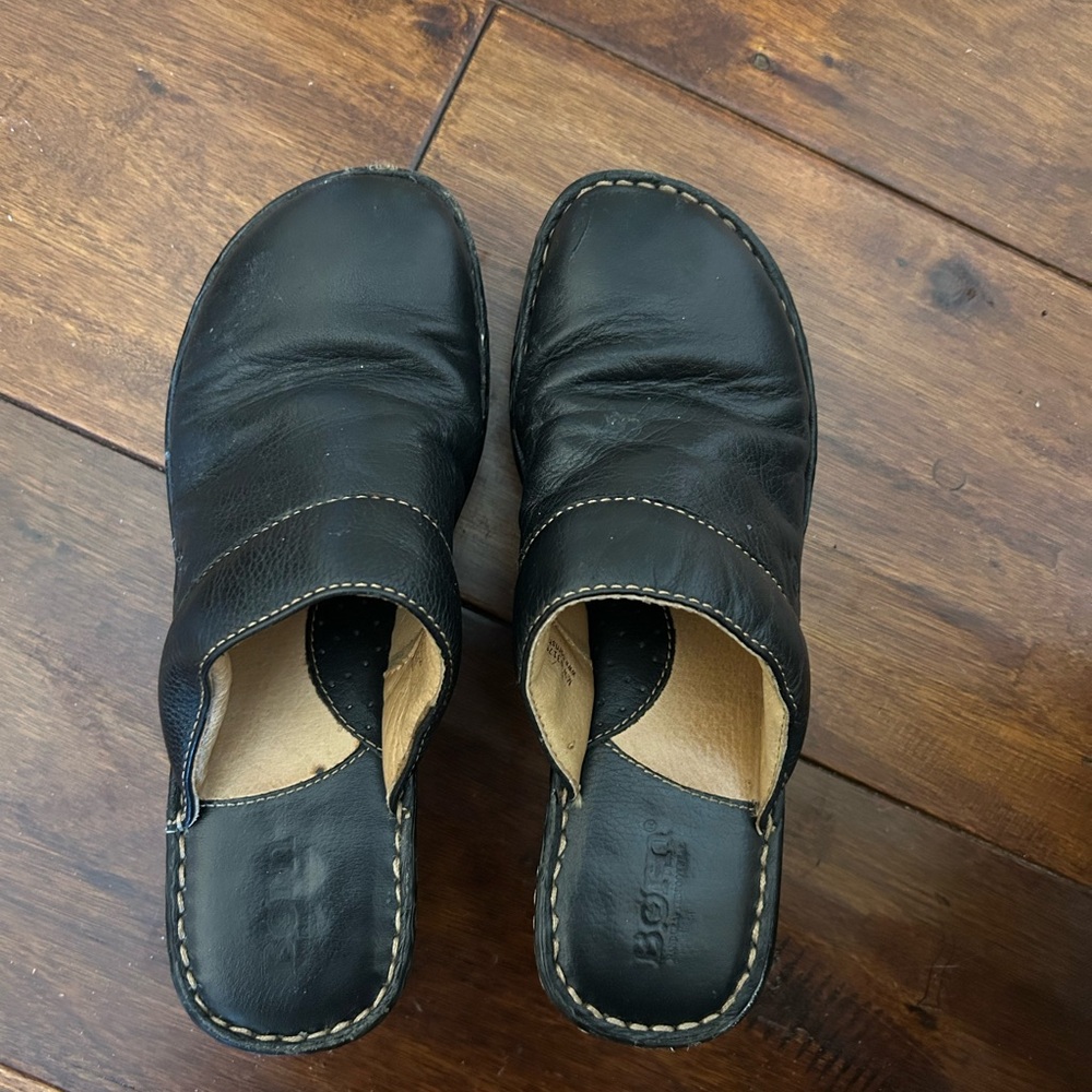 Born Black Leather Mules